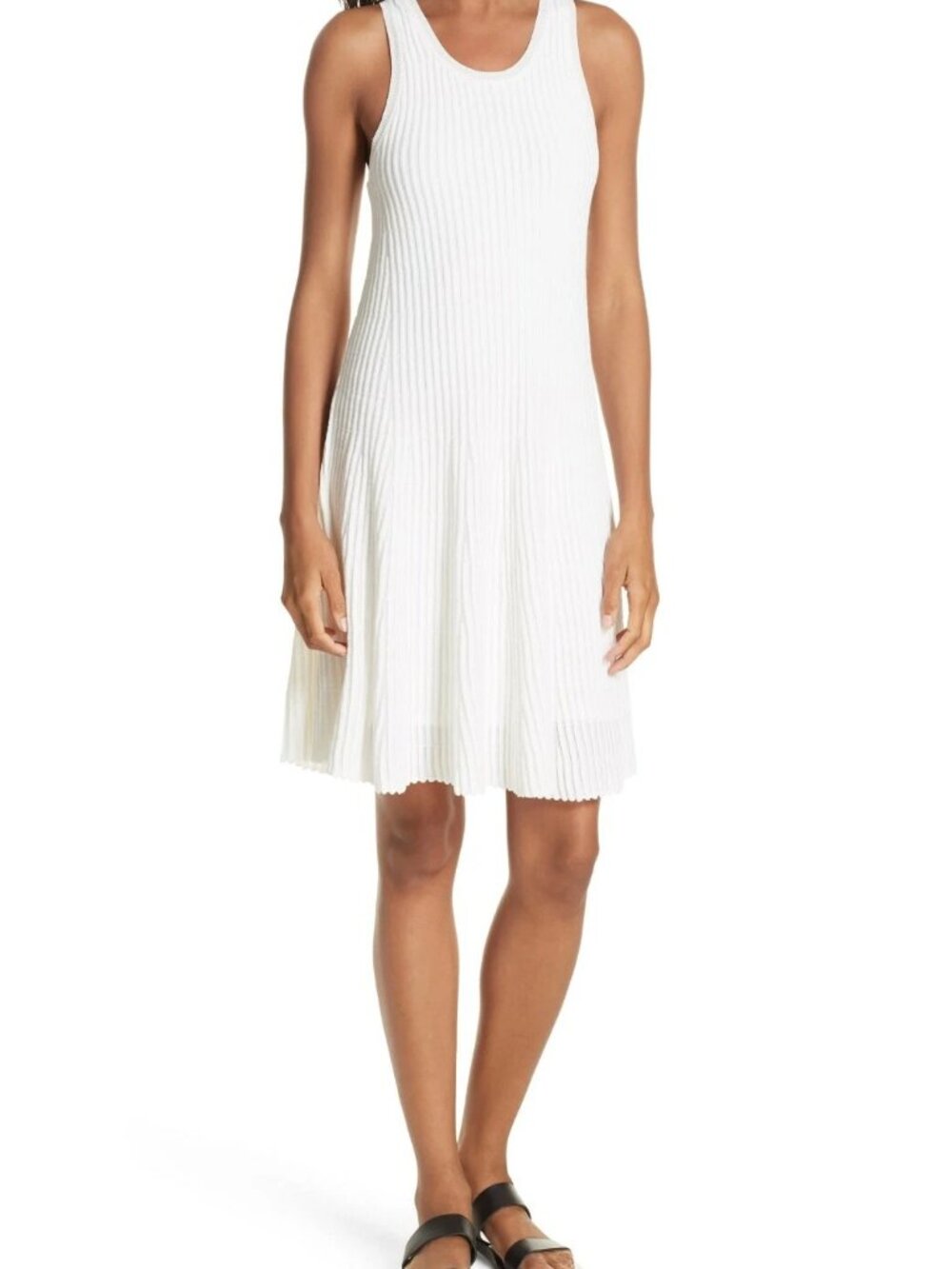 THEORY Shell White Clean Cotton Knit Ottoman Day Dress Size P NWT $375